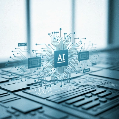 AI ethics in governance automation, showing compliance and ethical guidelines in practice, clean image