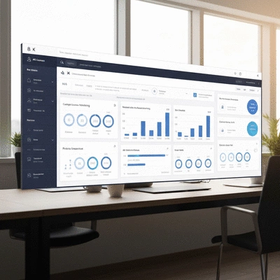 Overview of AI governance tools and platforms on a modern dashboard, clean image